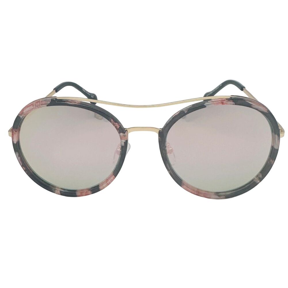 7030: Green/Pink Round Polarized Sunglasses